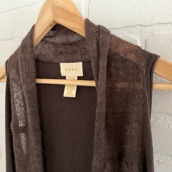 Anthropologie x Shae Knit Sweater vest Open Cardigan Brown Silk Cashmere Sz XS - Picture 7 of 12